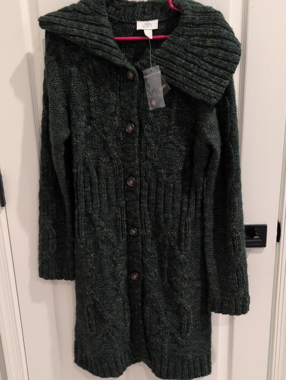 NWT LOFT Long Green Cardigan Sweater Size Large